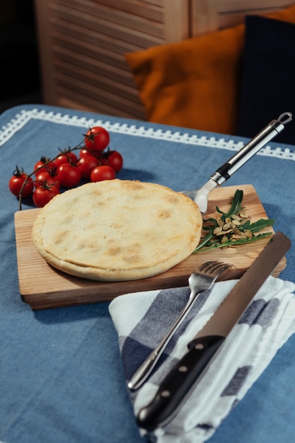 Traditional Greek spinach pie with puff pastry