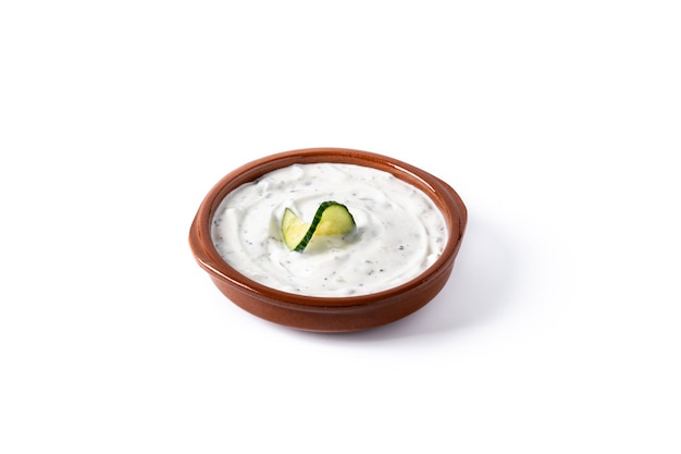 Traditional Greek Tzatziki isolated on white background