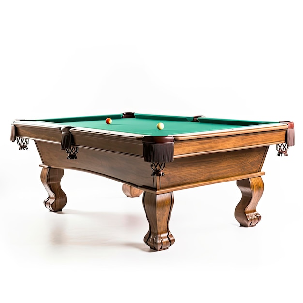 A traditional green pool table