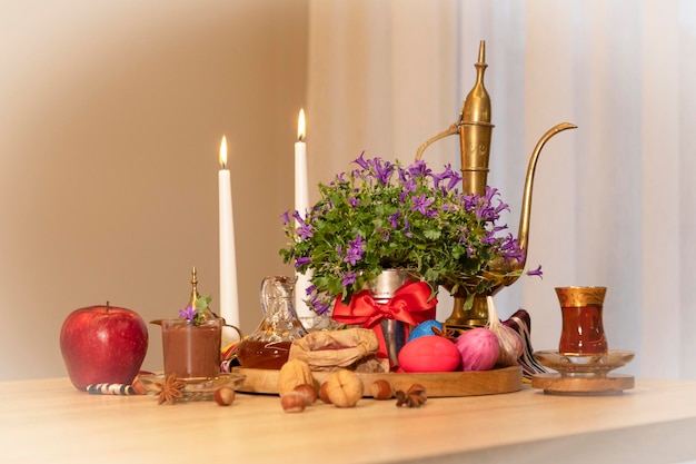 traditional haftseen table for nowruz