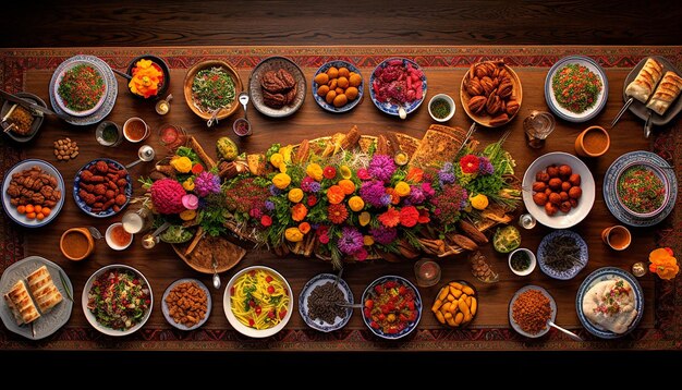 Photo a traditional haftseen table from above