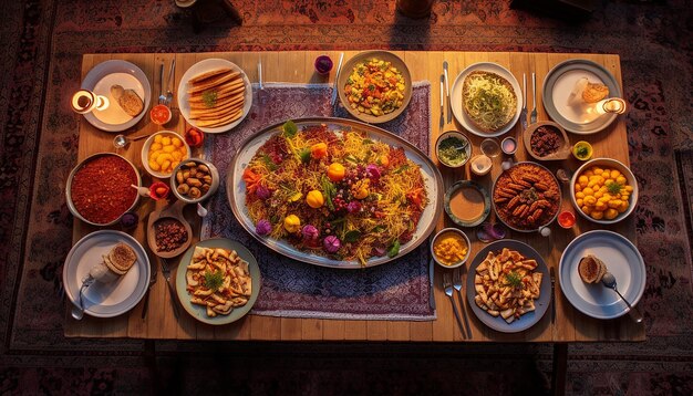 Photo a traditional haftseen table from above