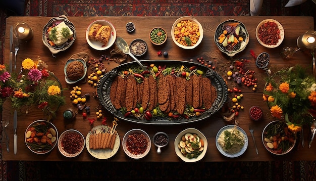 Photo a traditional haftseen table from above