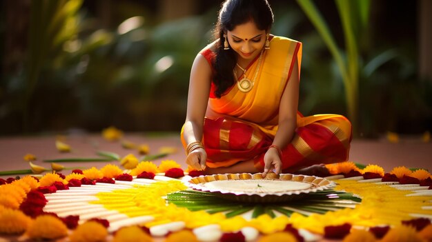 Традиционная куркума Халди, хранящаяся на цветочной тарелке для индуистской церемонии свадьбы Эта паста из сандалового масла и куркумы наносится всеми родственниками перед свадьбой, чтобы сделать невесту или жениха