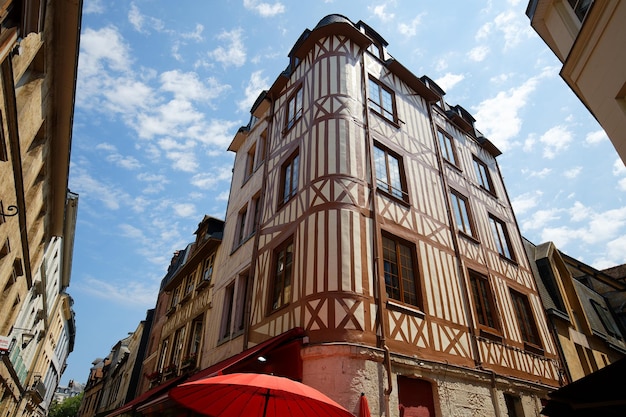 The traditional half timbered Normand houses Normandy France