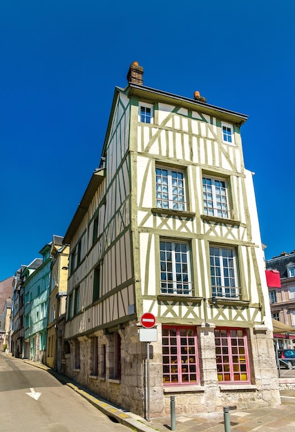 Traditional halftimbered houses in the old town of rouen normandy france