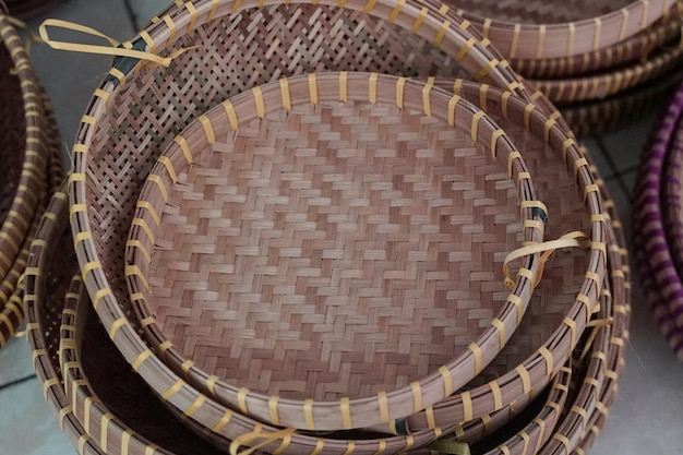 A traditional handmade bamboo basket Anyaman Bamboo Traditional bamboo handicrafts from Indonesia