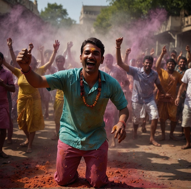 Photo traditional holi festivities in full swing