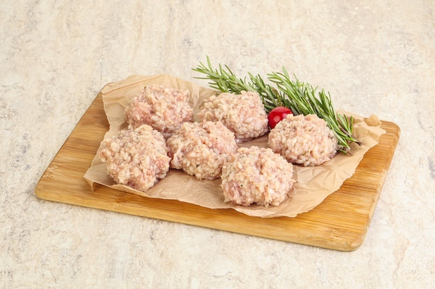 Traditional homemade raw pork meatballs