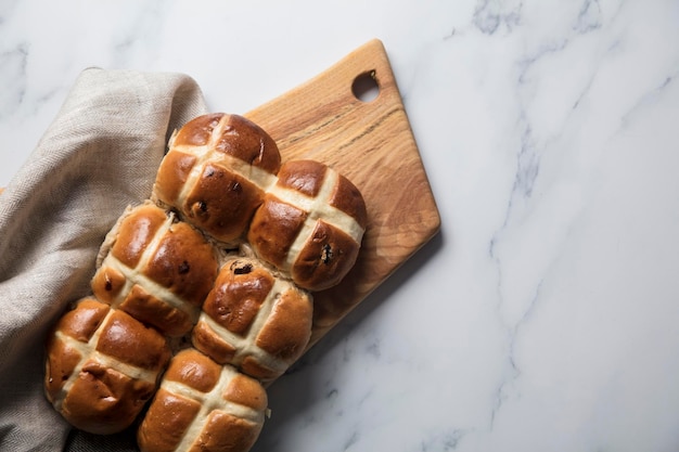 Traditional hot cross buns with raisins Easter springtime treat