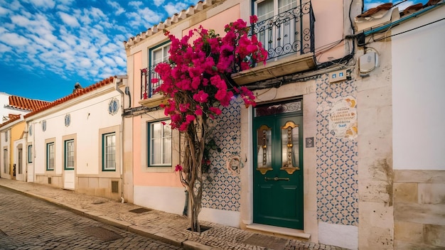 Photo traditional housefront in lisbon