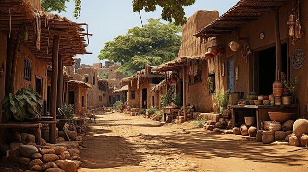 Photo traditional huts in an african mosi village