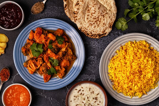 Traditional Indian curry with ingredients