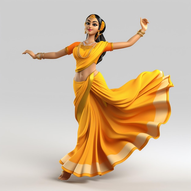 Traditional Indian Girl Dancing in Saree