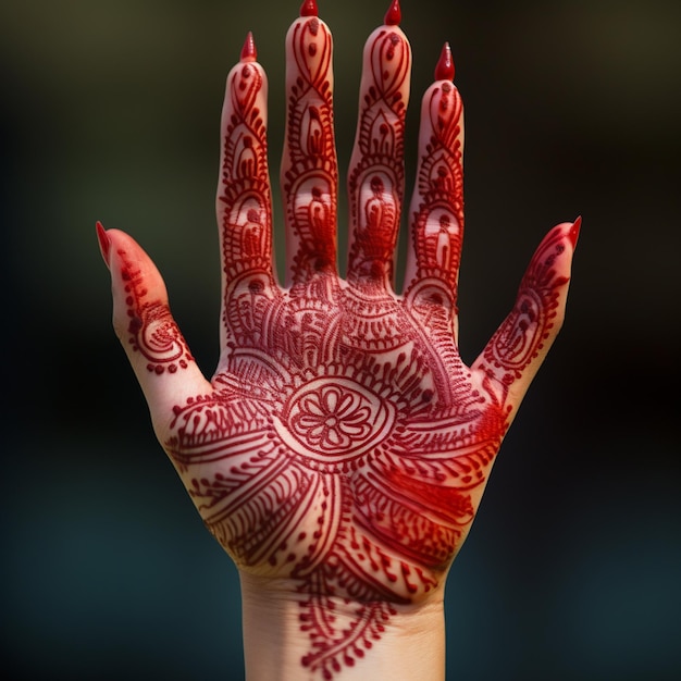 Photo traditional indian heart ornament on hands colored by henna and bridal bracelets in bordeaux colours