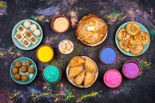 Traditional indian holi festival food