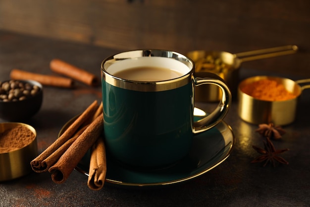 Traditional Indian hot drink with milk and spices Masala tea