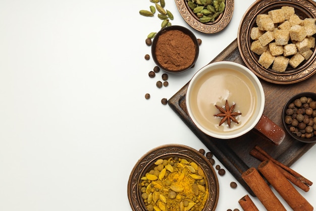 Traditional Indian hot drink with milk and spices Masala tea