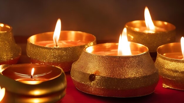 Photo traditional indian oil lamps for diwali festival