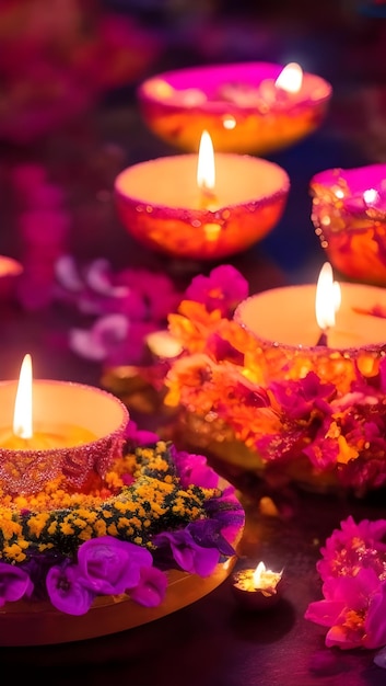 Foto tradizionali lampade all'olio indiane per il festival di diwali