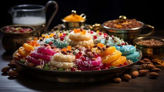 Photo traditional indian sweets and treats being wallpaper