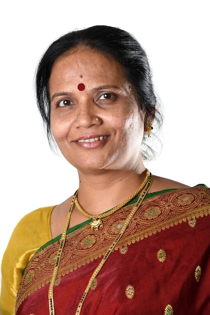 Traditional Indian woman on white