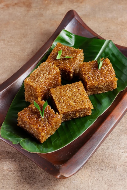 Traditional Indonesian food wajik ketan made from sticky rice brown sugar and coconut milk