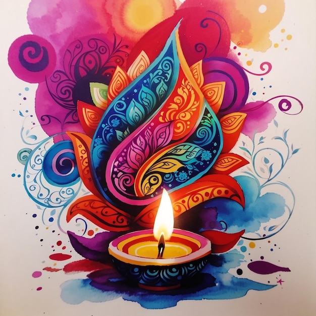 Foto un disegno tradizionale dell'inchiostro di diwali