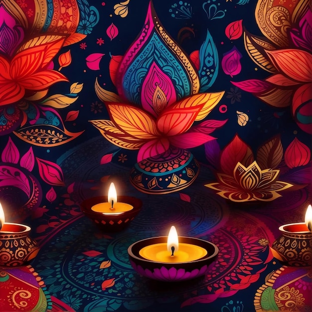 A traditional ink design of Diwali