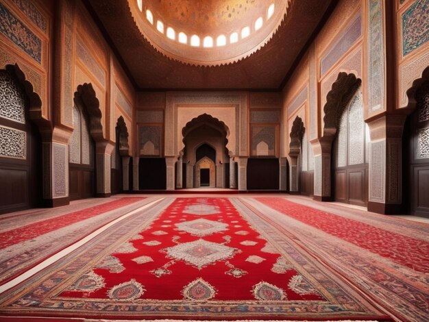 Traditional Islamic Carpets in a Mosque