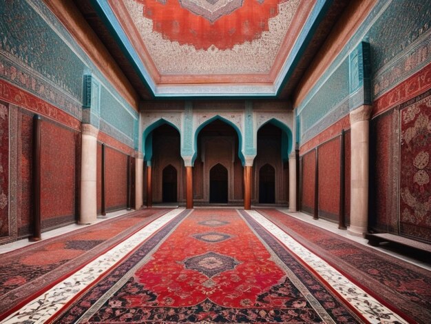 Photo traditional islamic carpets in a mosque