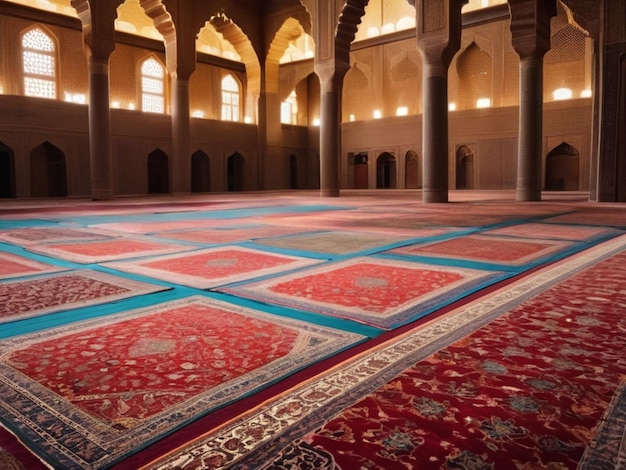 Photo traditional islamic carpets in a mosque