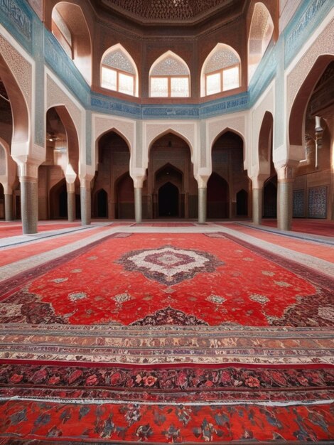 Photo traditional islamic carpets in a mosque