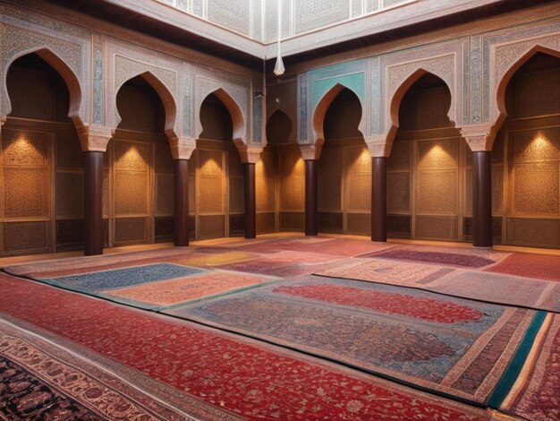 Photo traditional islamic carpets in a mosque