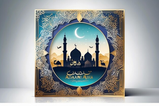 Traditional Islamic Eid alAdha Festival Greeting Card