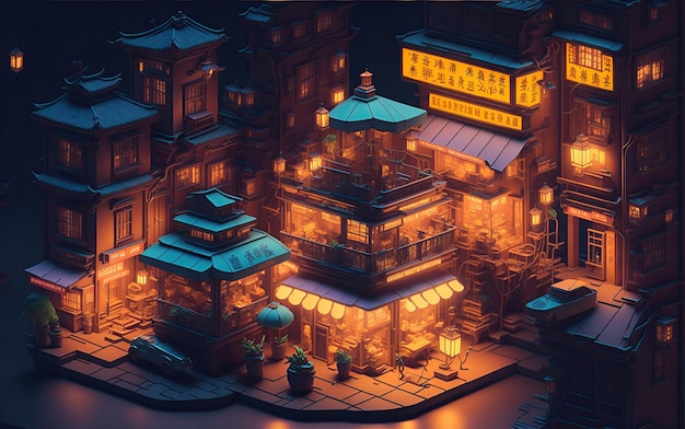 Traditional isometric china town