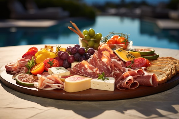 A traditional Italian antipasto platter showcasing a variety of cured meats ai generated