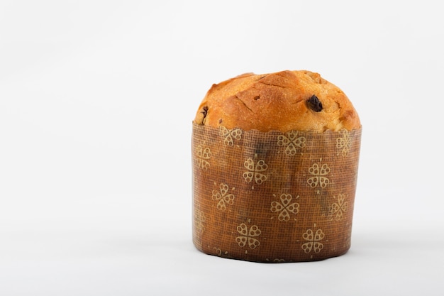 Traditional Italian Christmas sweet cake on a white background. Closeup