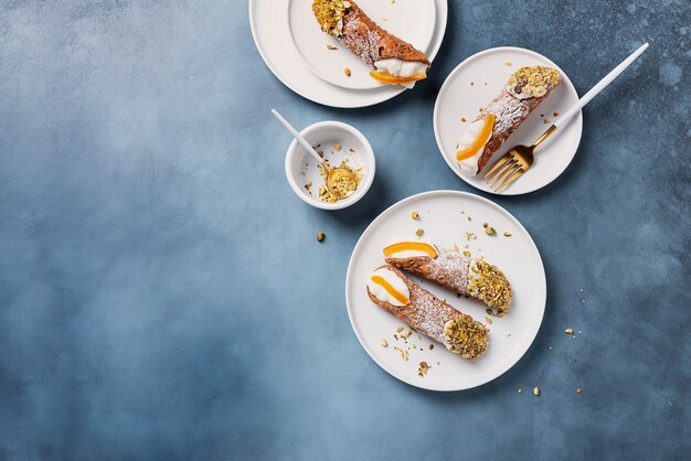 Traditional italian dessert cannoli siciliani