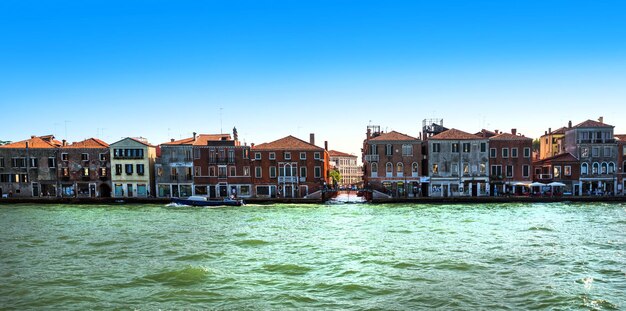Traditional italian house on the island of venice the view from the sea. italiy