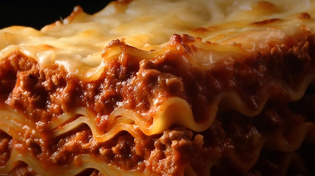 a traditional Italian lasagna showcasing layers of pasta rich Bolognese sauce and melted cheese