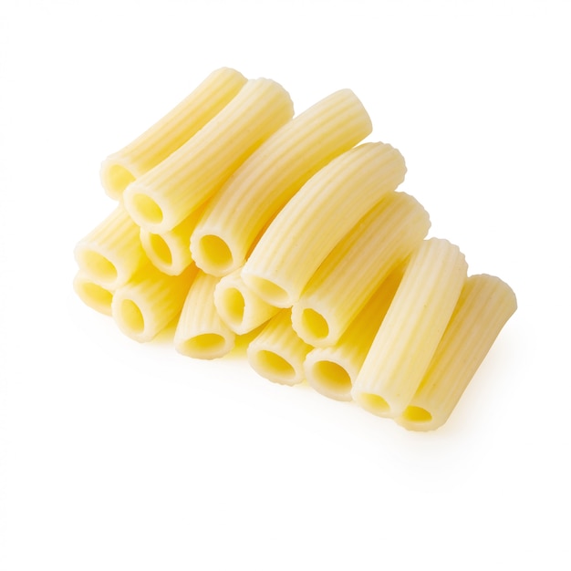 Traditional italian pasta Boil until cooked isolated on white