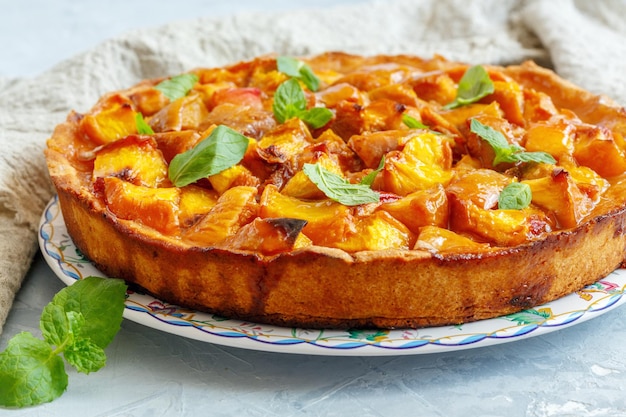 Traditional Italian pie with peaches