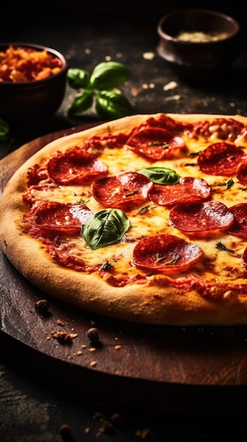 Traditional italian pizza Delicious taste pepperoni pizza Generative AI