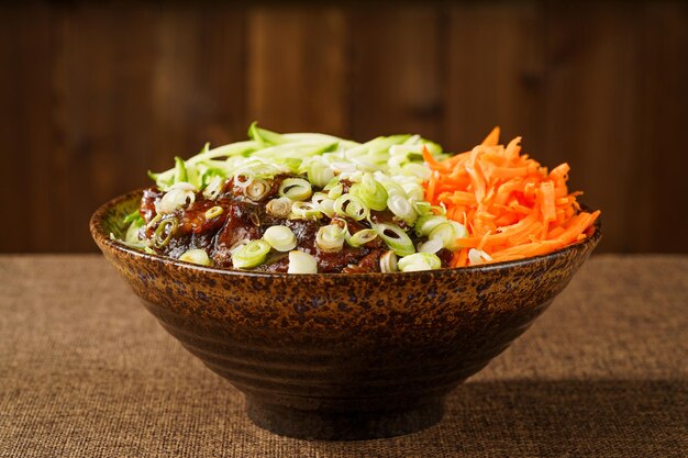 Traditional Jajangmyeon on a simple background