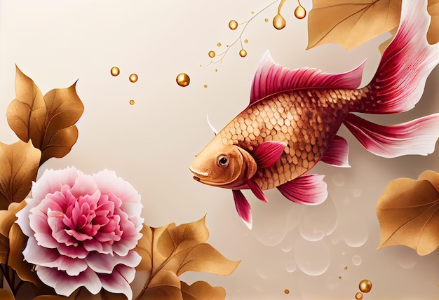 Traditional japanese carp fishes AI generative