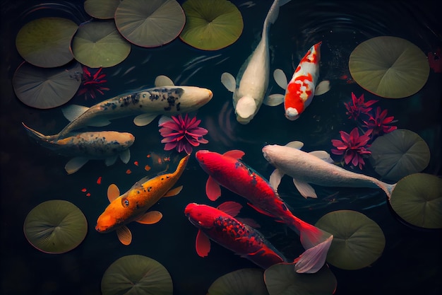 Traditional japanese carp fishes