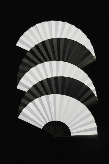 Traditional japanese or chinese black and white hand fan