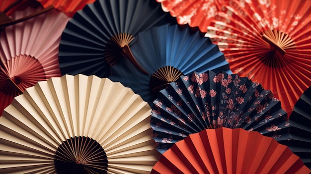 Traditional Japanese fan Sensu decorative pattern background