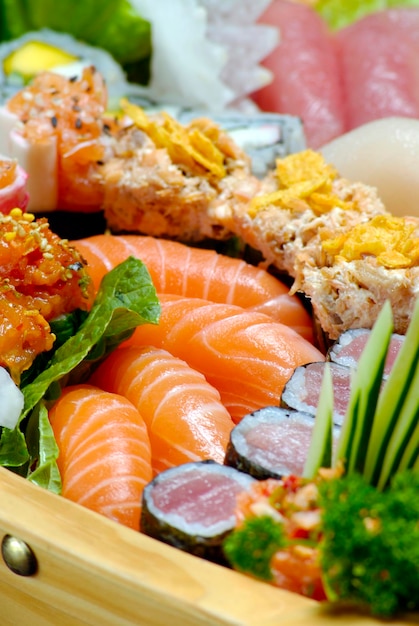 Traditional Japanese food sushi sashimi